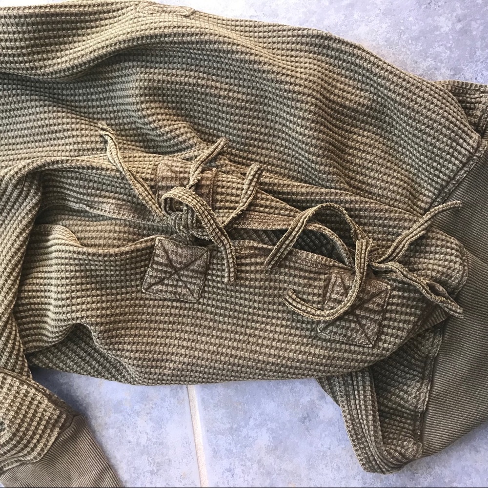 NEW Free People Waffle Olive Sweater Long XS - Picture 7 of 7